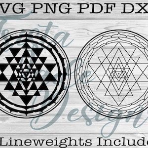 Shri Yantra with Petals Digital File SVG PNG PDF dxf
