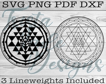 Shri Yantra avec Petals Digital File SVG PNG PDF dxf