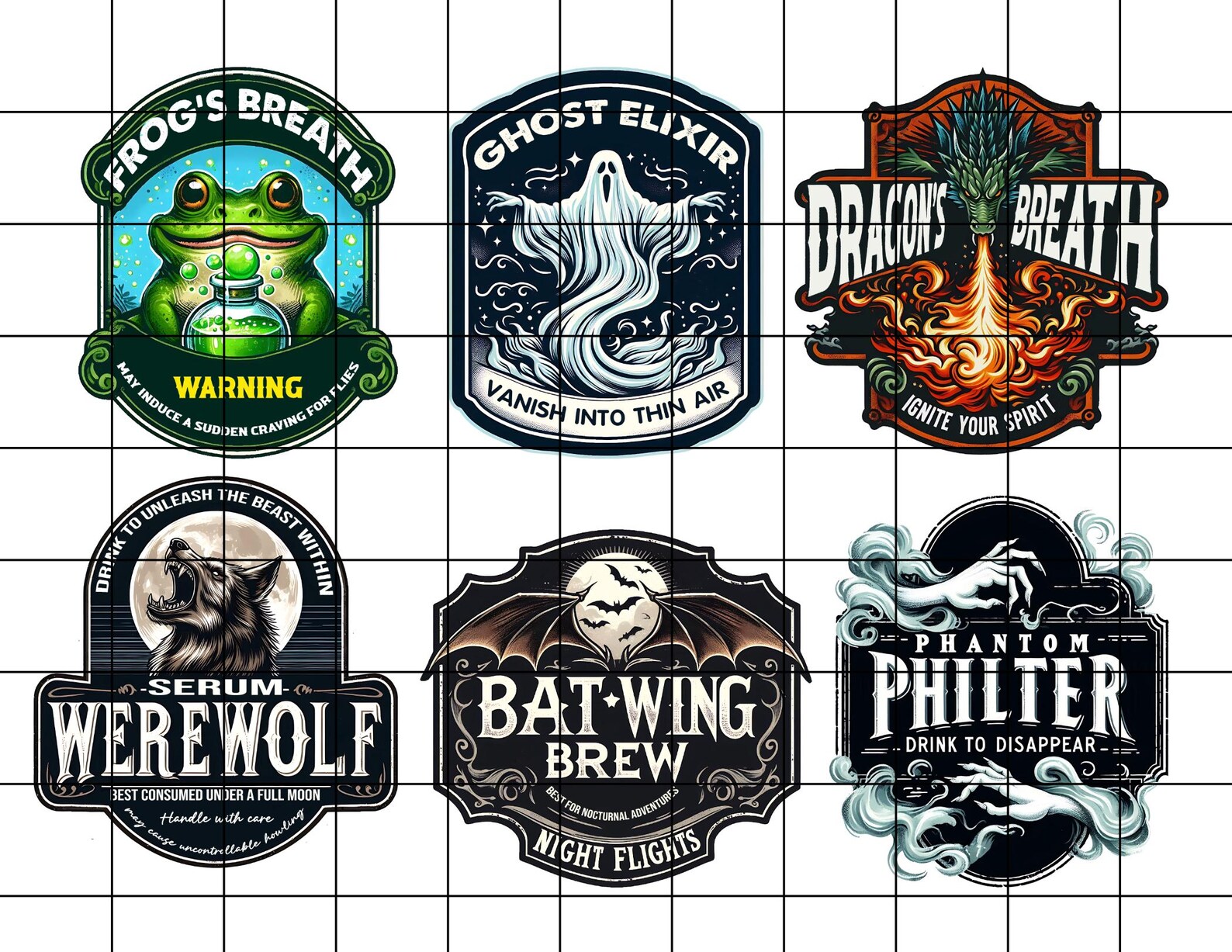 Creepy Halloween Labels 4 Full Color Transparency Resin Inclusion, No ...