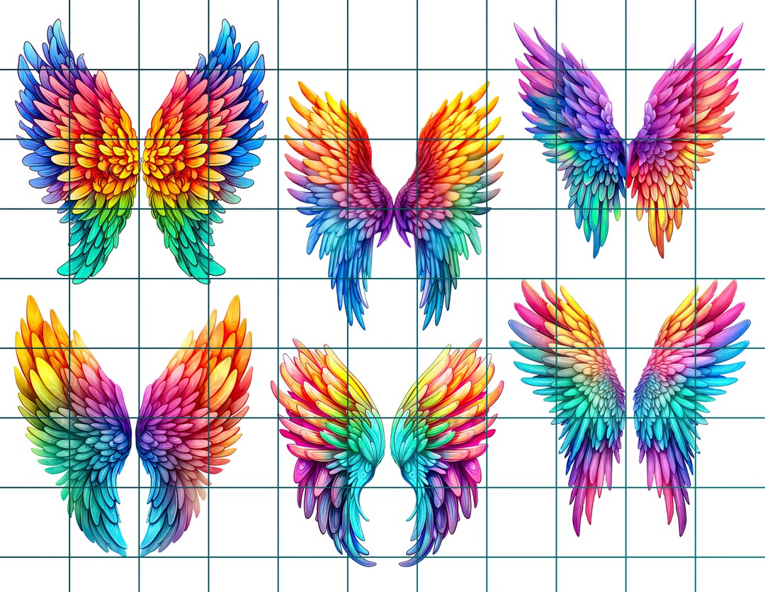 Rainbow Angel Wings Full Color Transparency Resin Inclusion, No ...