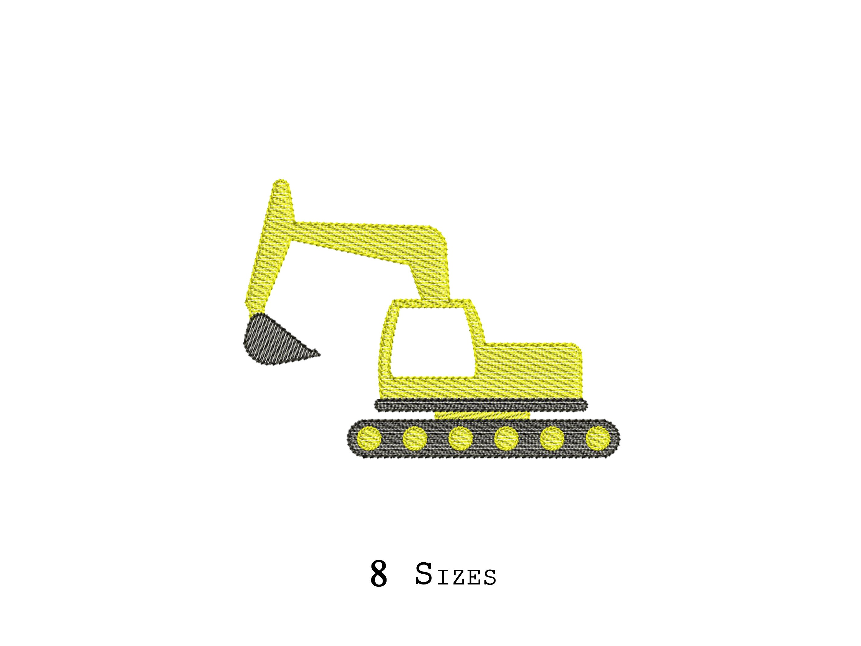 Mini Excavator Embroidery Design Construction Machine Etsy