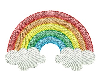 Rainbow Embroidery Design, Cloud Embroidery Designs, Rainbow Cloud Machine Embroidery Designs-Instant Download