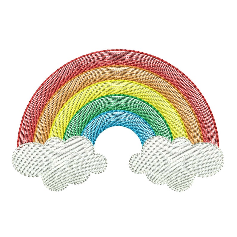 Rainbow Embroidery Design Cloud Embroidery Designs Rainbow Etsy