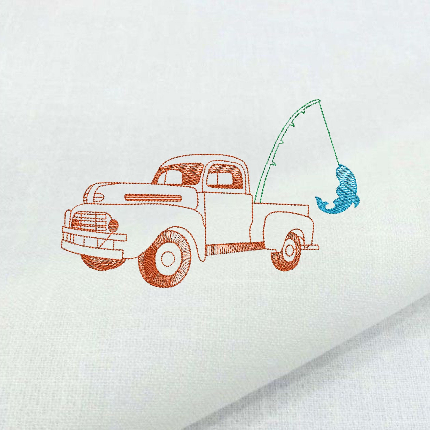Summer truck gone fishing embroidery design fishing old  etsy