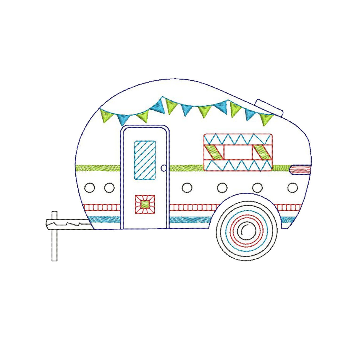 Retro Camper Embroidery Design Travel Trailer Machine Etsy Australia