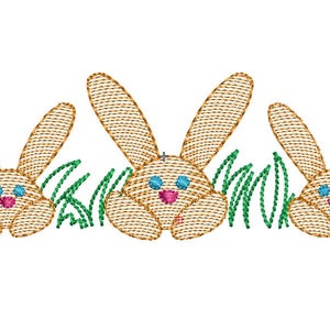 Bunnies in Grass Quick Stitch Embroidery Design, Easter Bunnies Machine ...