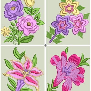 Rose, Tulpe, Orchidee, Sonnenblume Stickdatei, Blumen Stickmuster, Maschinenstickerei, Maschinenstickerei Design-Theuniqueapplique