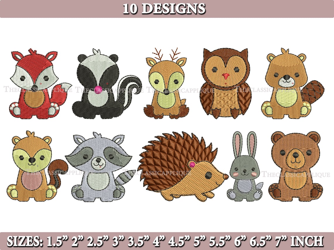 Woodland Baby Animals Embroidery Design 10 Files Woodland - Etsy