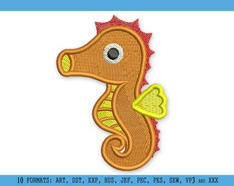 Seahorse Machine Embroidery Design, Sea Animal Embroidery Design, Sea Life Design, Instant Download