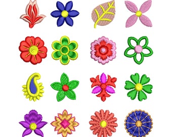 Mini Flower Embroidery Designs, 16 Flowers Machine Embroidery Designs File, Modern Floral Embroidery Design, Theuniqueapplique