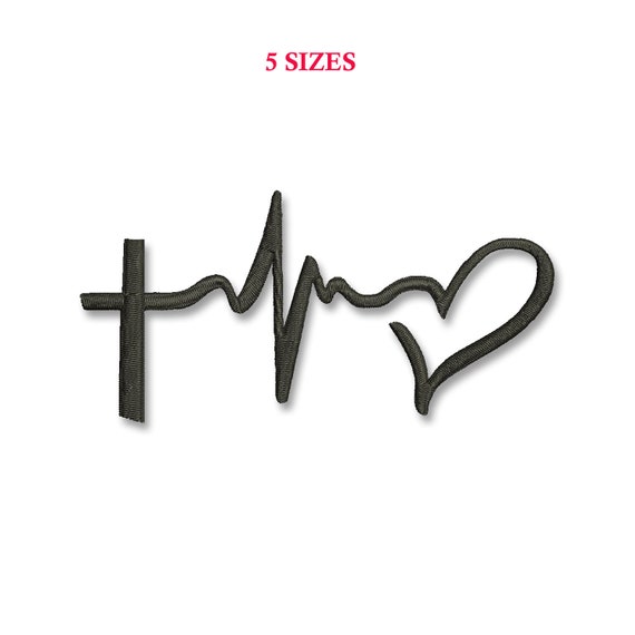 3 sizes Heartbeat Love Music Machine Embroidery Design