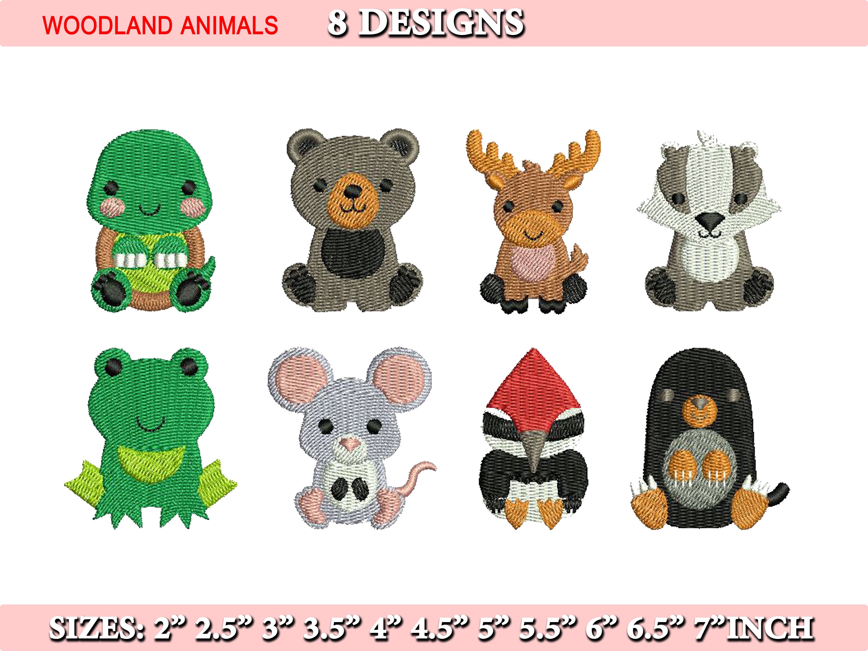 Woodland Baby Animals Embroidery Designs Set Of 8 woodland Etsy