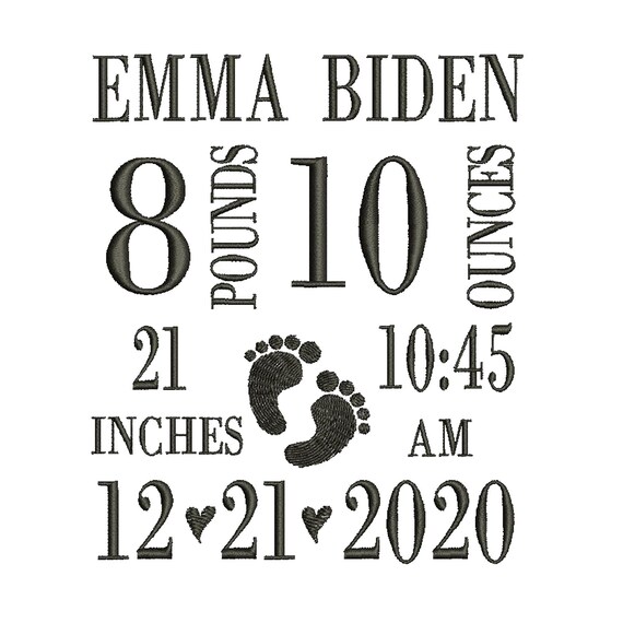 Birth Announcement Embroidery Design Baby Machine Embroidery Etsy