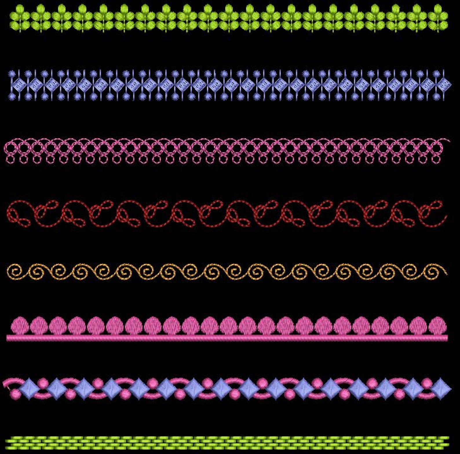 Set of 8 Border Embroidery Designs Line Machine Embroidery Etsy