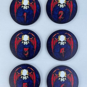 Night Lords objective markers. 40 mm. Top quality plexiglass. 6 pcs.