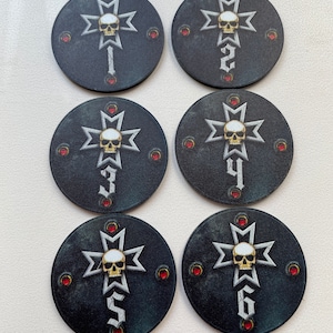 Black Templars objective markers. 40 mm. Top quality plexiglass. 6 pcs.