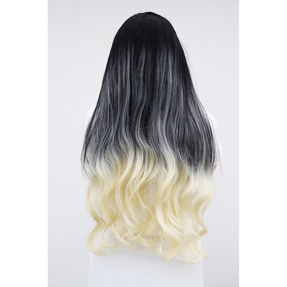 28 Long Hair Black Blonde Ombre Heat Resistant Clip Etsy
