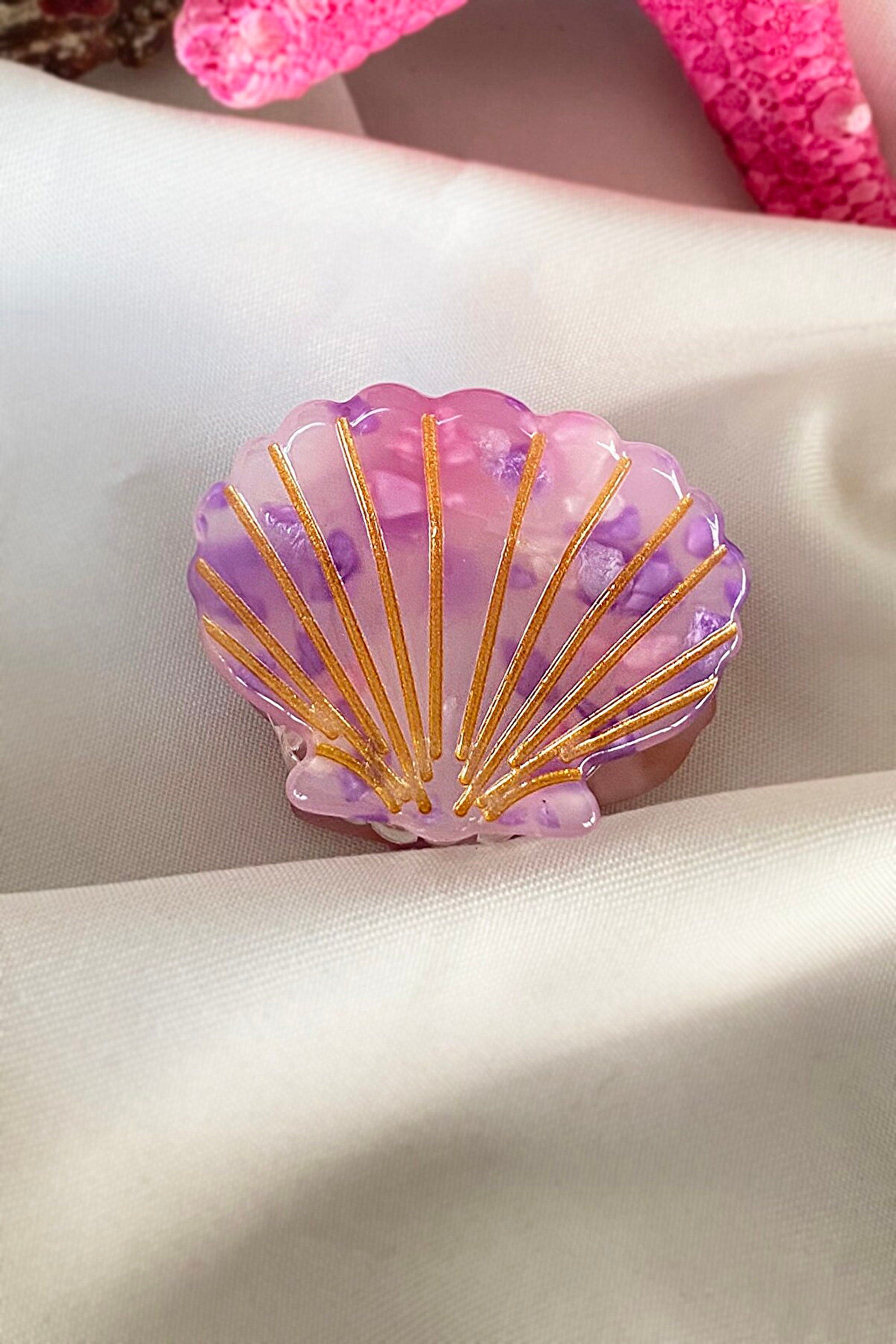 Middle Size Seashell Hair Clip Claw Light Colors Set 1, Mini 