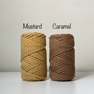 3-4 mm Macrame Cord, 50Ft 3 Strand Twisted Soft Cotton Rope, 100% cotton macrame rope, macrame string cotton yarn, macrame yarn, Mustard