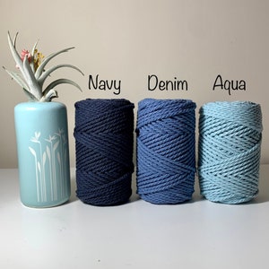 3-4 mm Macrame Cord, 3 Strand Twisted 65 Yard Soft Cotton Rope, 100% cotton macrame rope, macrame string cotton yarn, macrame yarn,