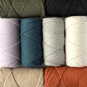 3-4 mm Macrame Cord, 50Ft 3 Strand Twisted Soft Cotton Rope, 100% cotton macrame rope, macrame string cotton yarn, macrame yarn, image 2