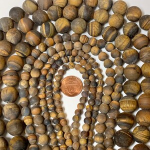 Natural Matte Tiger Eye Beads | Round Gemstone Wholesale Brown Yellow Gold Round Stone Beads 4mm 6mm 8mm 10mm 12mm 14mm Jewelry