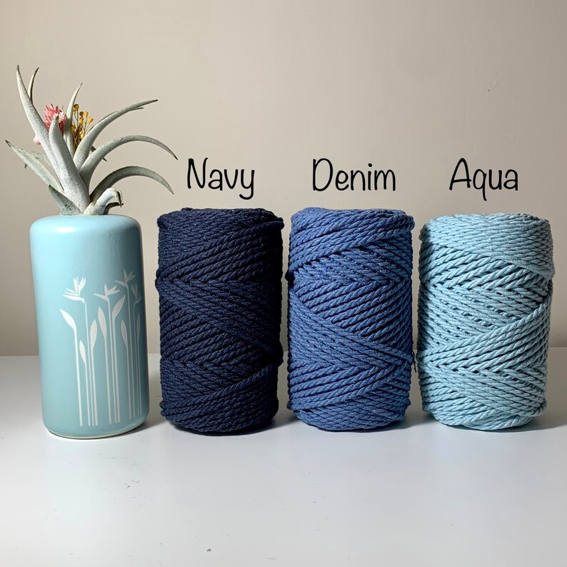3-4 mm Macrame Cord, 50Ft 3 Strand Twisted Soft Cotton Rope, 100% cotton macrame rope, macrame string cotton yarn, macrame yarn, image 5