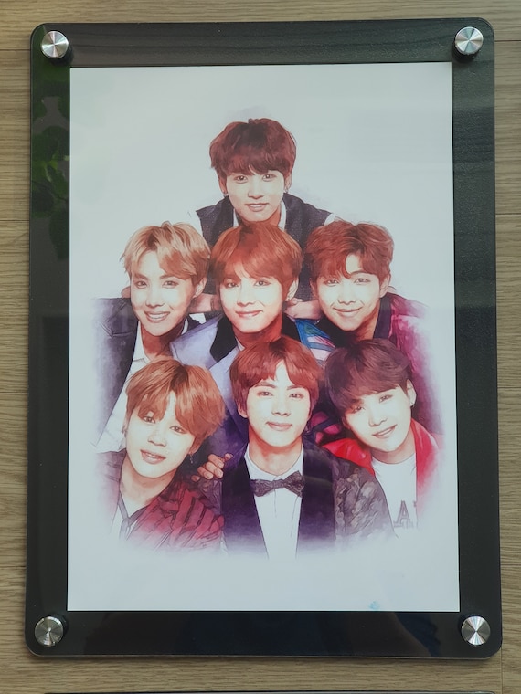 BTS 7 Members Hand-painted Picture Printed Frame 8 Set Full