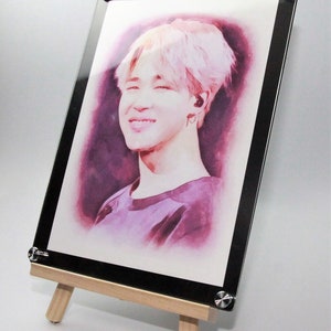 BTS Jimin Hand Painting Picture Color Printing with Free Gift and Free Shipping