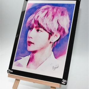 BTS V Hand Painting Picture Color Printing with Free Gift Free Shipping