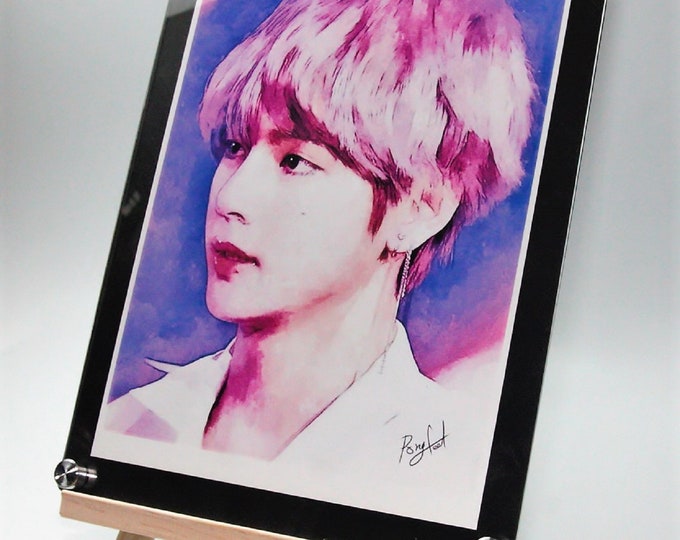 BTS V Hand Painting Picture Color Printing with Free Gift Free Shipping