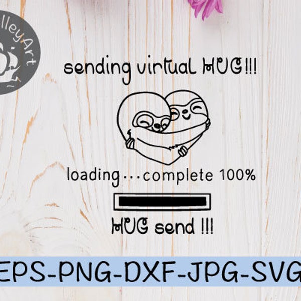 Sending Virtual Hug SVG eps dxf png jpg, cutting file, printable
