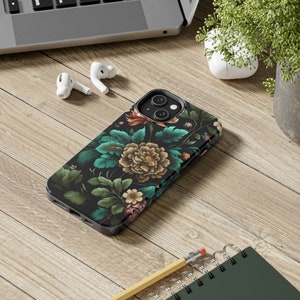 Vintage flower pattern art design iPhone case, Cottage core style theme painting Tough Phone Cases, Case-Mate