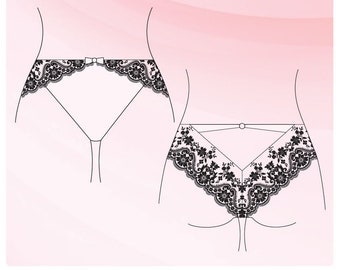 Dora V-cut Lace Back Panties Sewing instructions Pack with Pattern