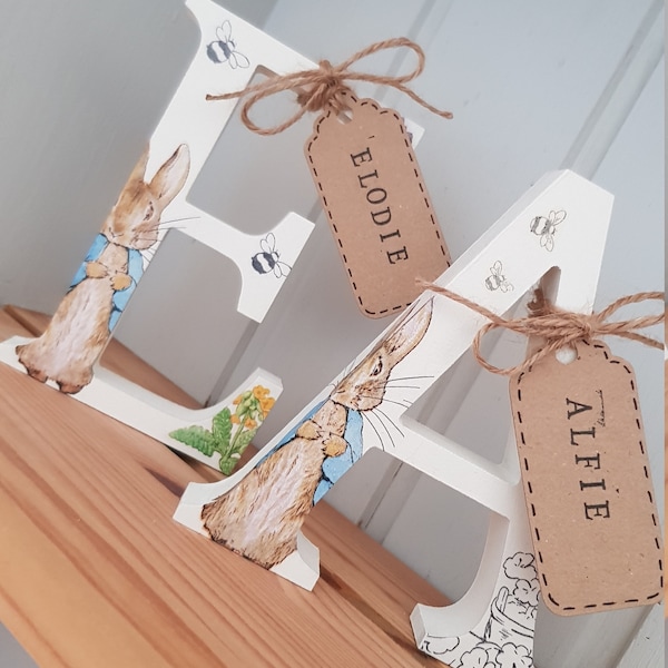 Peter Rabbit Free Standing Wooden Letters & Numbers, Baby Gift, Baby ...