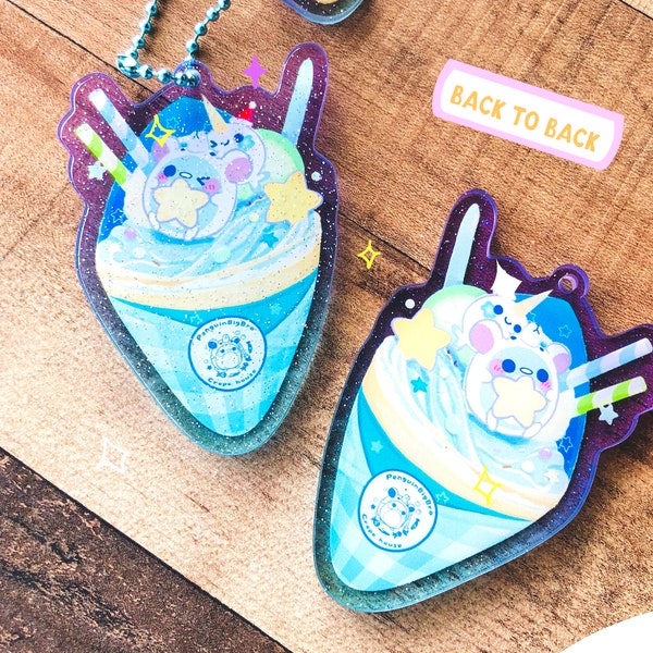 PenguinBigBro - [Original] Acrylic Keychain | Crepe | Semi-transparent | Sweet | Japanese | Cream | Penguin | Narwhal | Dessert | Glitter