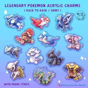Poke - Legendary pkm Acrylic small Charms | Arceus | Giratina | Kyogre | Groundon | Reshiram | Palkia | Dialga | Rayquaza | Latios | Latias