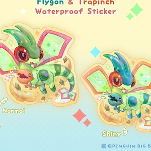 Flygon Trapinch Sticker, Vinyl Glitter Waterproof Die Cut Assorted Stickers - Poke, PKMN, Scarlet Violet