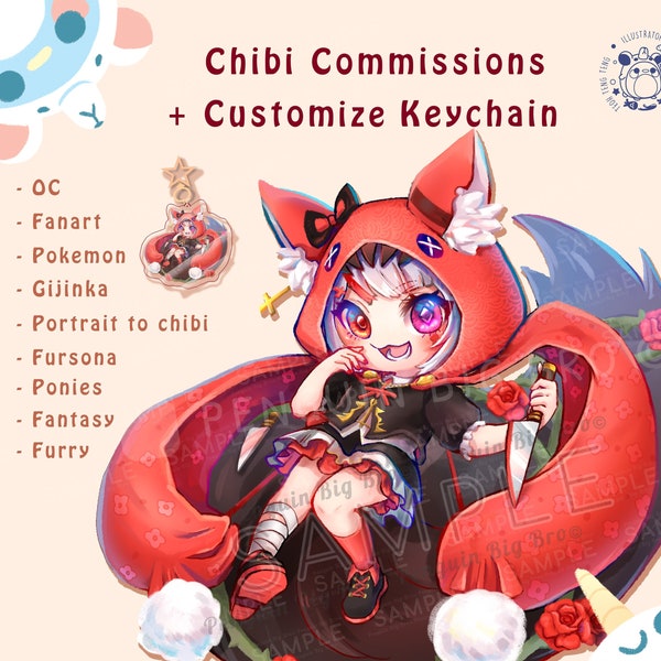 CUSTOM Acrylic Keychain &  Digital Art Commissions | Charm | Chibi Commission | Couple | Pets | Fursona | OC | Fanart | Cute | Personalized