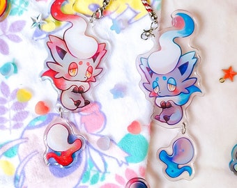 Poke - Wiszący akrylowy wisiorek z biczem ogonowym | Scarlet and Violet, Legend Arceus, Zorua, Hisui Zorua, Riolu, Corviknight, Buizel, Shinx, Luxray