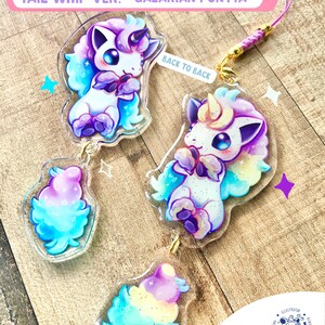 Poke - Tail Whip Dangling Acrylic Charm | Vulpix, Mimikyu, Mew, Sobble, Scorbunny, Rockruff, Ponyta, Scarlet and Violet