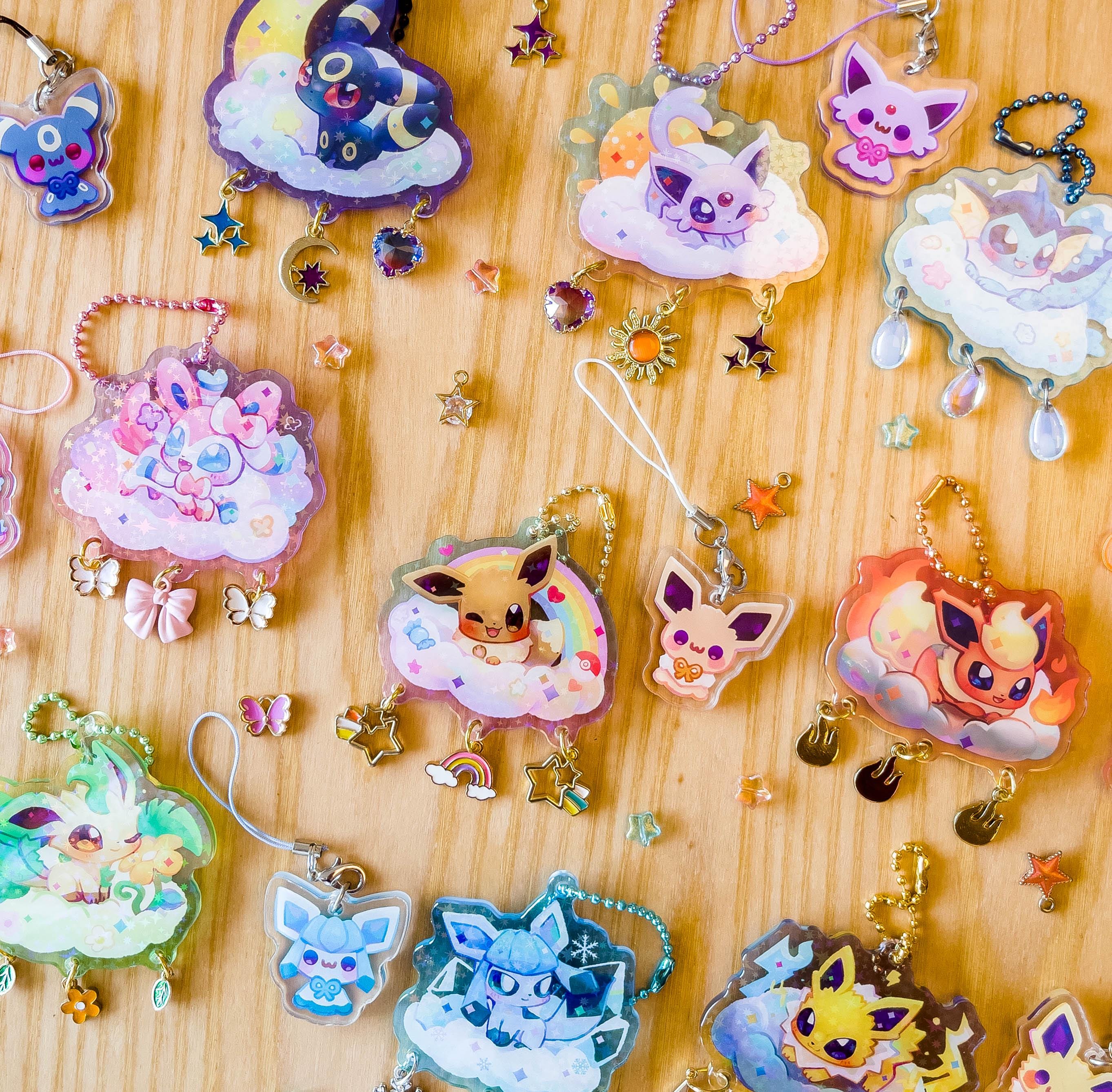 イーブイ進化系天気シリーズ アクリルキーホルダーセット - ファン 