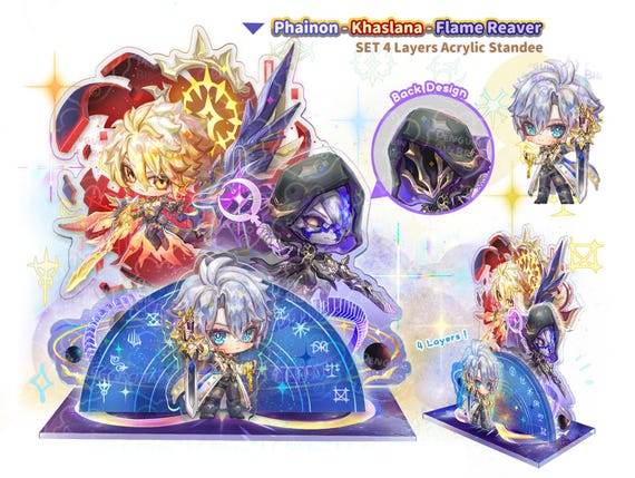 アクリルスタンド Eternal Revelation Triple Relic Phainon - Khaslana - Flame Reaver Set Acrylic Standee, Honkai