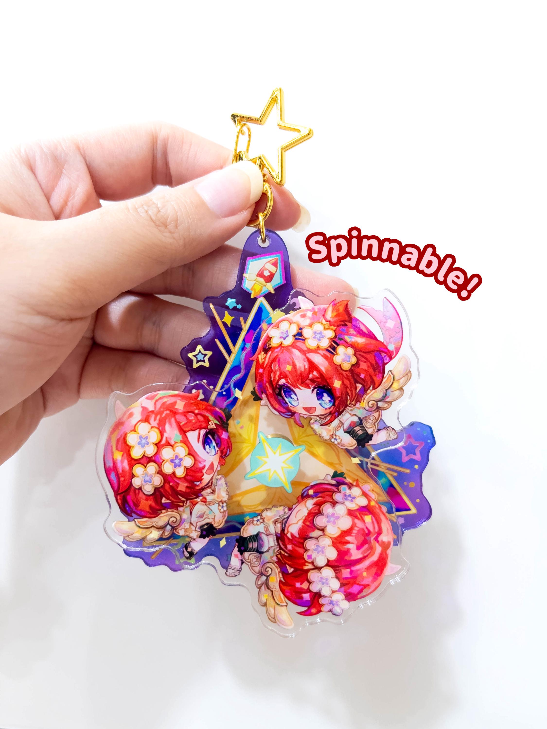 Tribbie Keychain - Honkai Star Rail [Fanmade] - Tribbie Century Gate Spinning Keychain, Spinnable, Spinner, Tribbie Trianne Trinnon