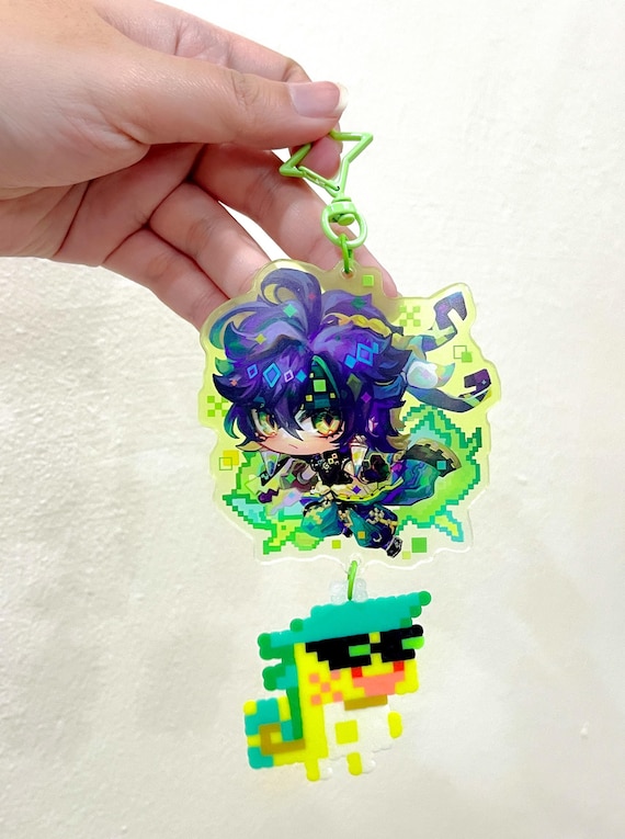PREORDER - Kinich Acrylic Keychain + Ajaw Perler Beads Keychain