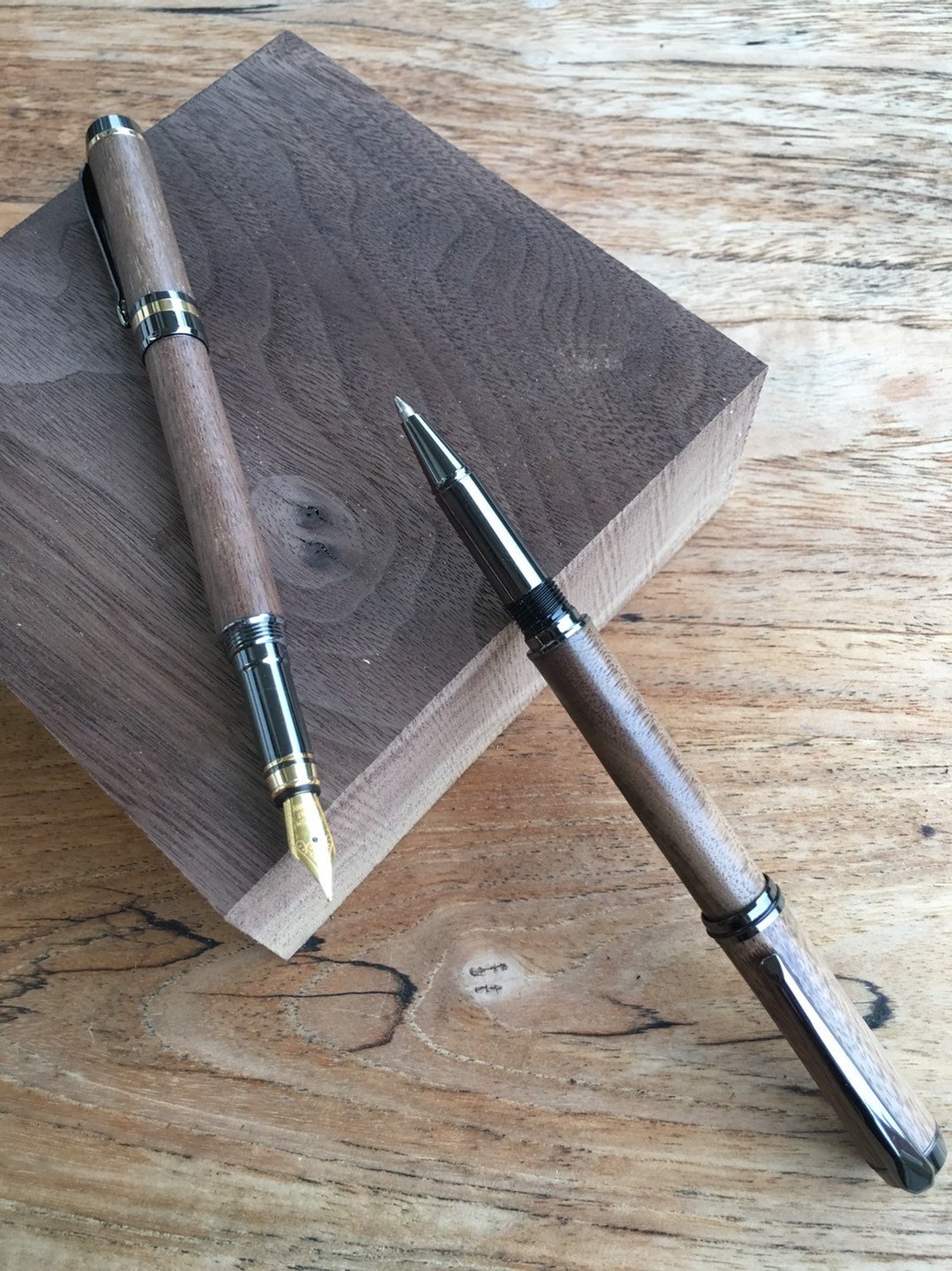 Fountain Pen and Ballpen Made of Walnut Etsy