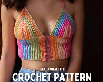 PDF File Crochet Pattern (German & English), Bella Bralette, Pictures and Video Tutorial, Crochet summer top, festival