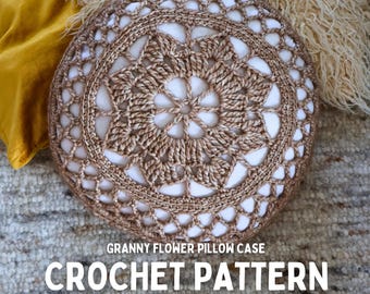 PDF File Crochet Pattern (German & English), Pillow Cushion "Granny Flower", Pictures and Video Tutorial, Crochet pillow case