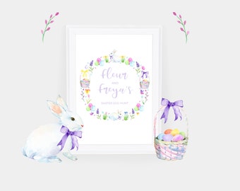 Easter- Easter gift- Personalised Art Printable - Easter Art- Easter Bunny- Easter Bunny Stop Here- Easter Decor- Watercolour Rabbit Art