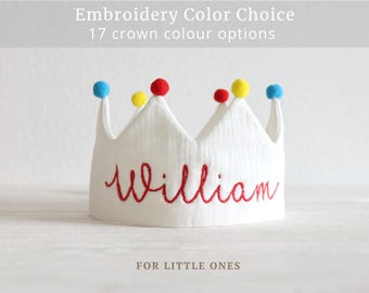 Embroidered Crown for Kids and Children's Birthdays, Personalized Gifts | Keepsake for First Birthday Party  Neutral Birthday